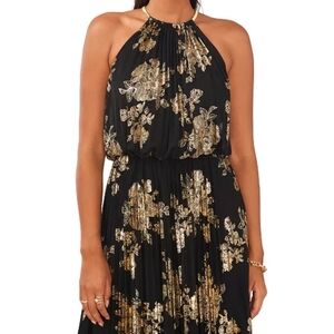 MSK Black and Gold Maxi Dress Size 8 Medium